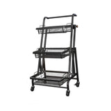 Maxbell 3 Tier Rolling Utility Cart Mobile Trolley for Laundry Room Farmhouse Office Black
