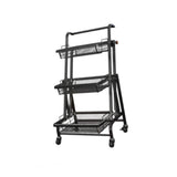 Maxbell 3 Tier Rolling Utility Cart Mobile Trolley for Laundry Room Farmhouse Office Black