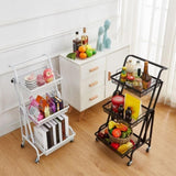 Maxbell 3 Tier Rolling Utility Cart Mobile Trolley for Laundry Room Farmhouse Office Black