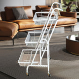 Maxbell 3 Tier Rolling Utility Cart Mobile Trolley for Laundry Room Farmhouse Office White