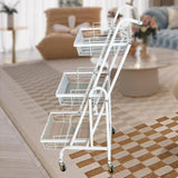 Maxbell 3 Tier Rolling Utility Cart Mobile Trolley for Laundry Room Farmhouse Office White