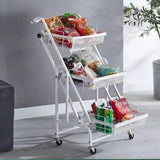 Maxbell 3 Tier Rolling Utility Cart Mobile Trolley for Laundry Room Farmhouse Office White