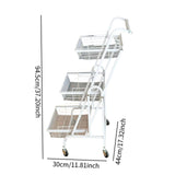 Maxbell 3 Tier Rolling Utility Cart Mobile Trolley for Laundry Room Farmhouse Office White