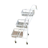 Maxbell 3 Tier Rolling Utility Cart Mobile Trolley for Laundry Room Farmhouse Office White