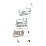 Maxbell 3 Tier Rolling Utility Cart Mobile Trolley for Laundry Room Farmhouse Office White