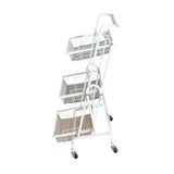 Maxbell 3 Tier Rolling Utility Cart Mobile Trolley for Laundry Room Farmhouse Office White