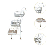 Maxbell 3 Tier Rolling Utility Cart Mobile Trolley for Laundry Room Farmhouse Office White