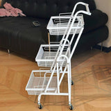 Maxbell 3 Tier Rolling Utility Cart Mobile Trolley for Laundry Room Farmhouse Office White