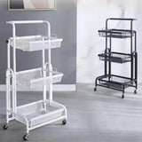 Maxbell 3 Tier Rolling Utility Cart Mobile Trolley for Laundry Room Farmhouse Office White