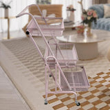 Maxbell 3 Tier Rolling Utility Cart Mobile Trolley for Laundry Room Farmhouse Office Pink