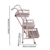 Maxbell 3 Tier Rolling Utility Cart Mobile Trolley for Laundry Room Farmhouse Office Pink