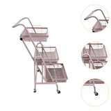 Maxbell 3 Tier Rolling Utility Cart Mobile Trolley for Laundry Room Farmhouse Office Pink
