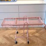 Maxbell 3 Tier Rolling Utility Cart Mobile Trolley for Laundry Room Farmhouse Office Pink