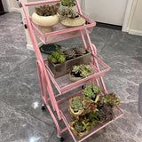 Maxbell 3 Tier Rolling Utility Cart Mobile Trolley for Laundry Room Farmhouse Office Pink