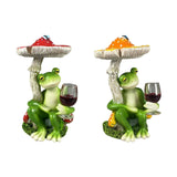 Maxbell Mushroom Frog Figurine Funny Resin Ornament Sculpture for Lawn Garden Office Red