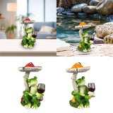 Maxbell Mushroom Frog Figurine Funny Resin Ornament Sculpture for Lawn Garden Office Red