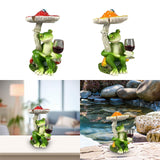 Maxbell Mushroom Frog Figurine Funny Resin Ornament Sculpture for Lawn Garden Office Red