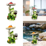 Maxbell Mushroom Frog Figurine Funny Resin Ornament Sculpture for Lawn Garden Office Red
