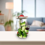 Maxbell Mushroom Frog Figurine Funny Resin Ornament Sculpture for Lawn Garden Office Red