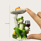 Maxbell Mushroom Frog Figurine Funny Resin Ornament Sculpture for Lawn Garden Office Red