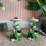 Maxbell Mushroom Frog Figurine Funny Resin Ornament Sculpture for Lawn Garden Office Red