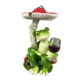 Maxbell Mushroom Frog Figurine Funny Resin Ornament Sculpture for Lawn Garden Office Red