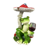Maxbell Mushroom Frog Figurine Funny Resin Ornament Sculpture for Lawn Garden Office Red