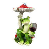 Maxbell Mushroom Frog Figurine Funny Resin Ornament Sculpture for Lawn Garden Office Red