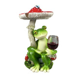 Maxbell Mushroom Frog Figurine Funny Resin Ornament Sculpture for Lawn Garden Office Red