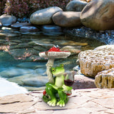 Maxbell Mushroom Frog Figurine Funny Resin Ornament Sculpture for Lawn Garden Office Red