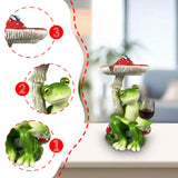 Maxbell Mushroom Frog Figurine Funny Resin Ornament Sculpture for Lawn Garden Office Red