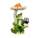 Maxbell Mushroom Frog Figurine Funny Resin Ornament Sculpture for Lawn Garden Office Yellow