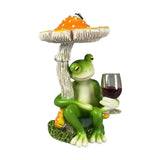 Maxbell Mushroom Frog Figurine Funny Resin Ornament Sculpture for Lawn Garden Office Yellow