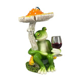 Maxbell Mushroom Frog Figurine Funny Resin Ornament Sculpture for Lawn Garden Office Yellow