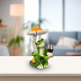 Maxbell Mushroom Frog Figurine Funny Resin Ornament Sculpture for Lawn Garden Office Yellow