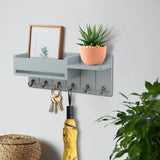 Maxbell Wooden Key Holder Wall Mounted with 6 Hooks Storage for Coat Keychain Office Grey