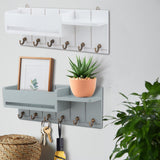 Maxbell Wooden Key Holder Wall Mounted with 6 Hooks Storage for Coat Keychain Office Grey