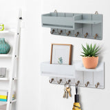 Maxbell Wooden Key Holder Wall Mounted with 6 Hooks Storage for Coat Keychain Office Grey