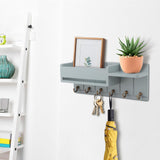 Maxbell Wooden Key Holder Wall Mounted with 6 Hooks Storage for Coat Keychain Office Grey