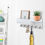 Maxbell Wooden Key Holder Wall Mounted with 6 Hooks Storage for Coat Keychain Office White