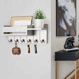 Maxbell Wooden Key Holder Wall Mounted with 6 Hooks Storage for Coat Keychain Office White