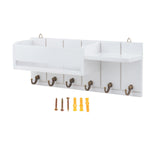 Maxbell Wooden Key Holder Wall Mounted with 6 Hooks Storage for Coat Keychain Office White
