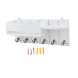 Maxbell Wooden Key Holder Wall Mounted with 6 Hooks Storage for Coat Keychain Office White