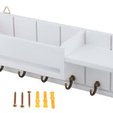 Maxbell Wooden Key Holder Wall Mounted with 6 Hooks Storage for Coat Keychain Office White