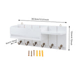 Maxbell Wooden Key Holder Wall Mounted with 6 Hooks Storage for Coat Keychain Office White