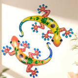 Maxbell Gecko Wall Decor Farmhouse Fence Office Lawn Outside Corridor Gecko Wall Art red