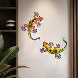 Maxbell Gecko Wall Decor Farmhouse Fence Office Lawn Outside Corridor Gecko Wall Art red