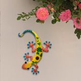 Maxbell Gecko Wall Decor Farmhouse Fence Office Lawn Outside Corridor Gecko Wall Art yellow