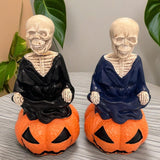 Maxbell Skeleton Figurine Halloween Decoration Desktop Ornament for Indoor Home Desk Dark Blue