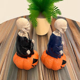 Maxbell Skeleton Figurine Halloween Decoration Desktop Ornament for Indoor Home Desk Dark Blue